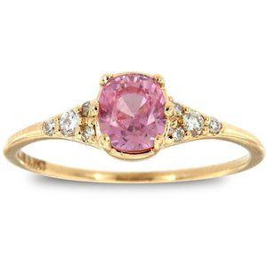 Elongated Cushion Pink Sapphire & Diamond Ring